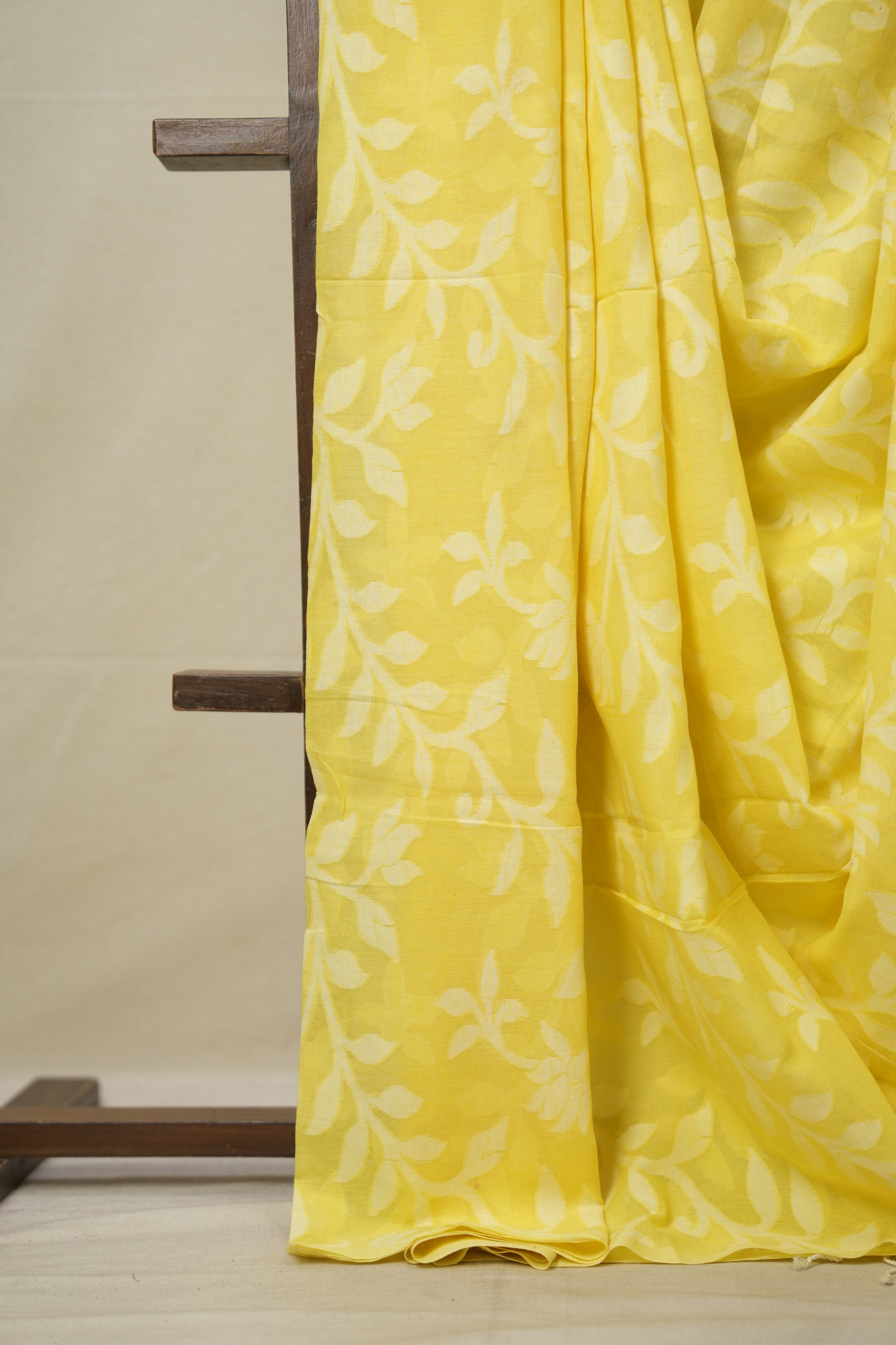 Lemon Yellow Cotton Jamdani Saree - SRLYCJS149