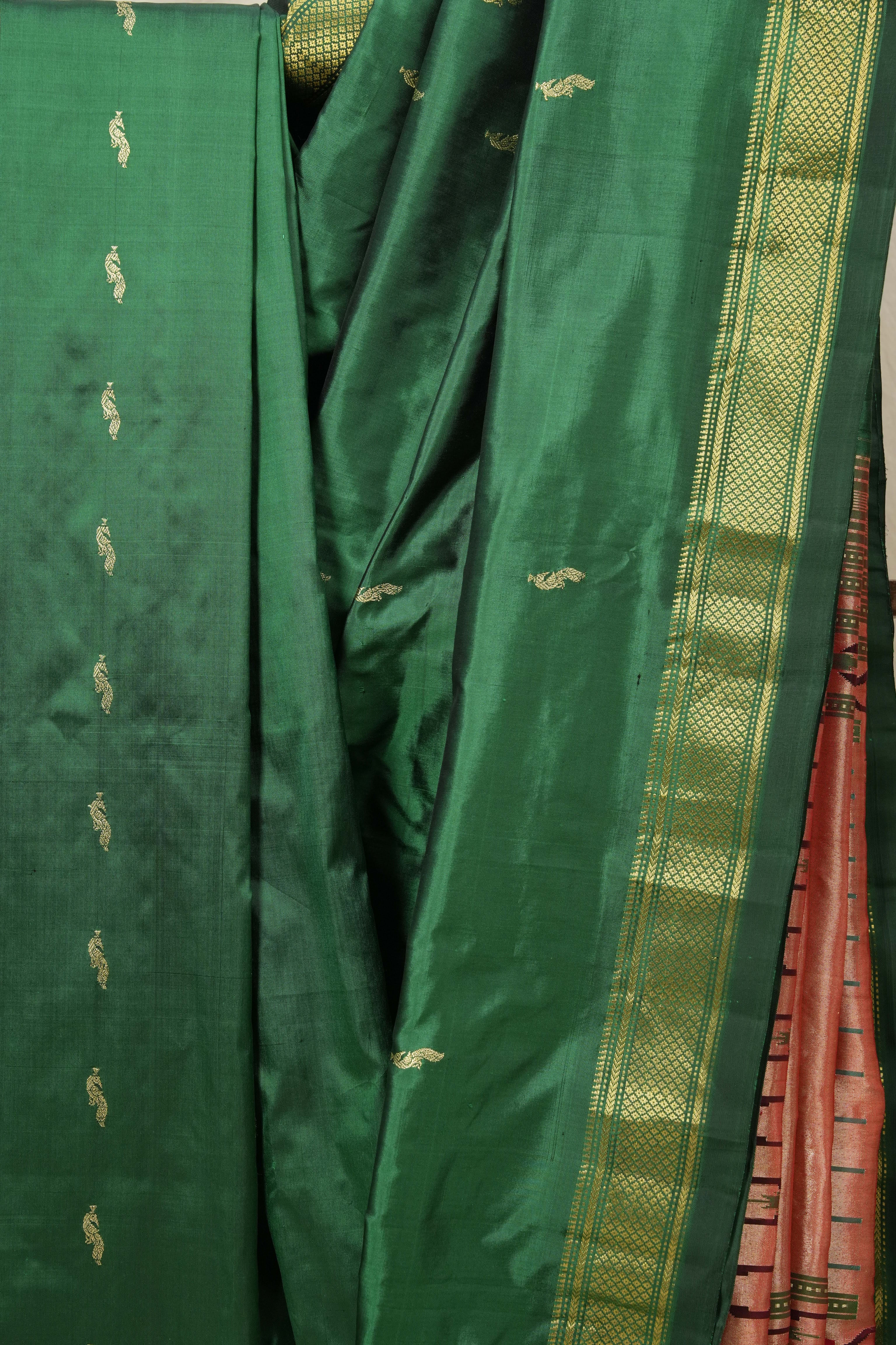Green Silk Paithani Saree - SRGSPS696