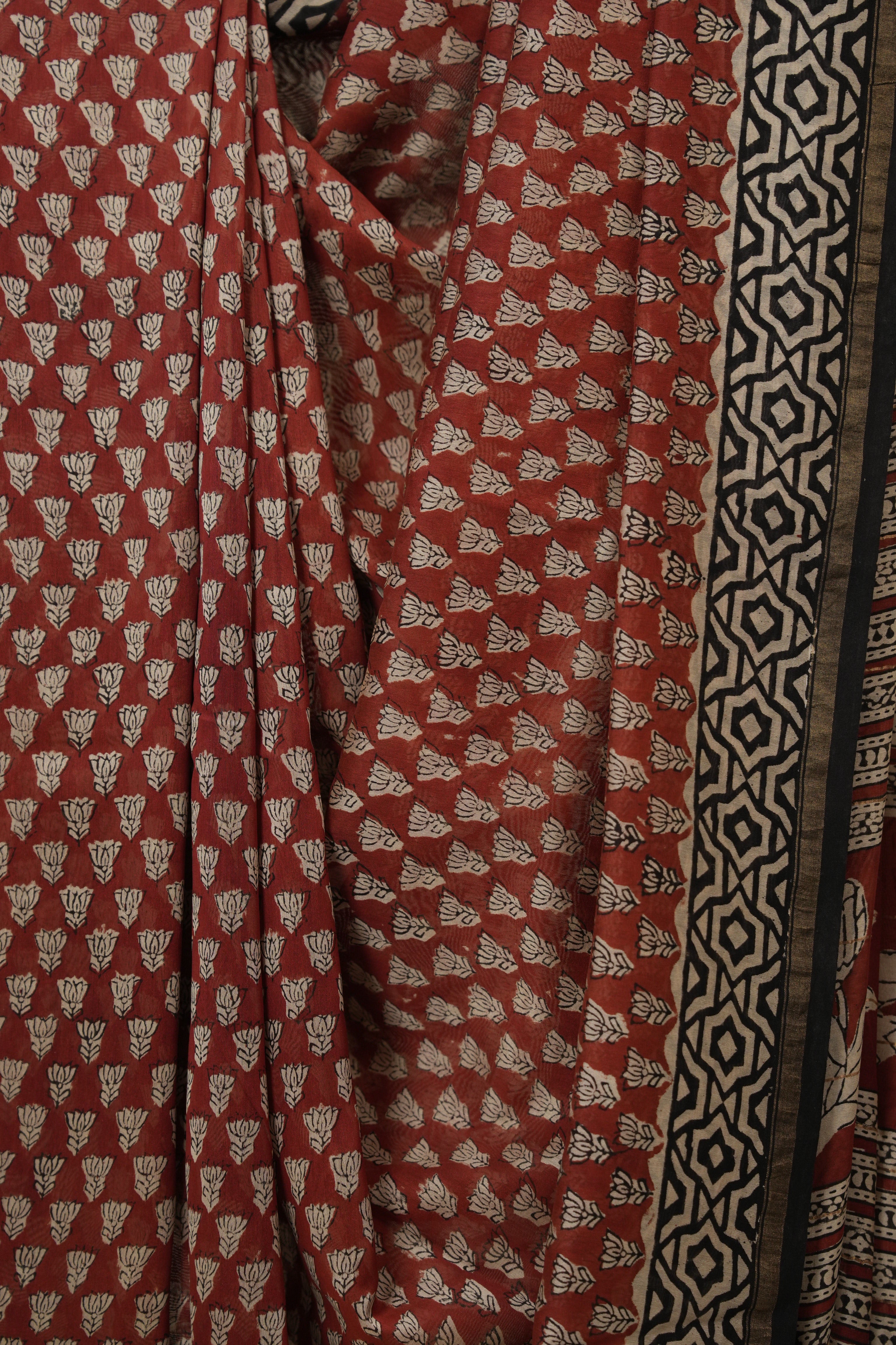 Maroon HBP Cotton Silk Saree With Chanderi Border - SRMCSS1541
