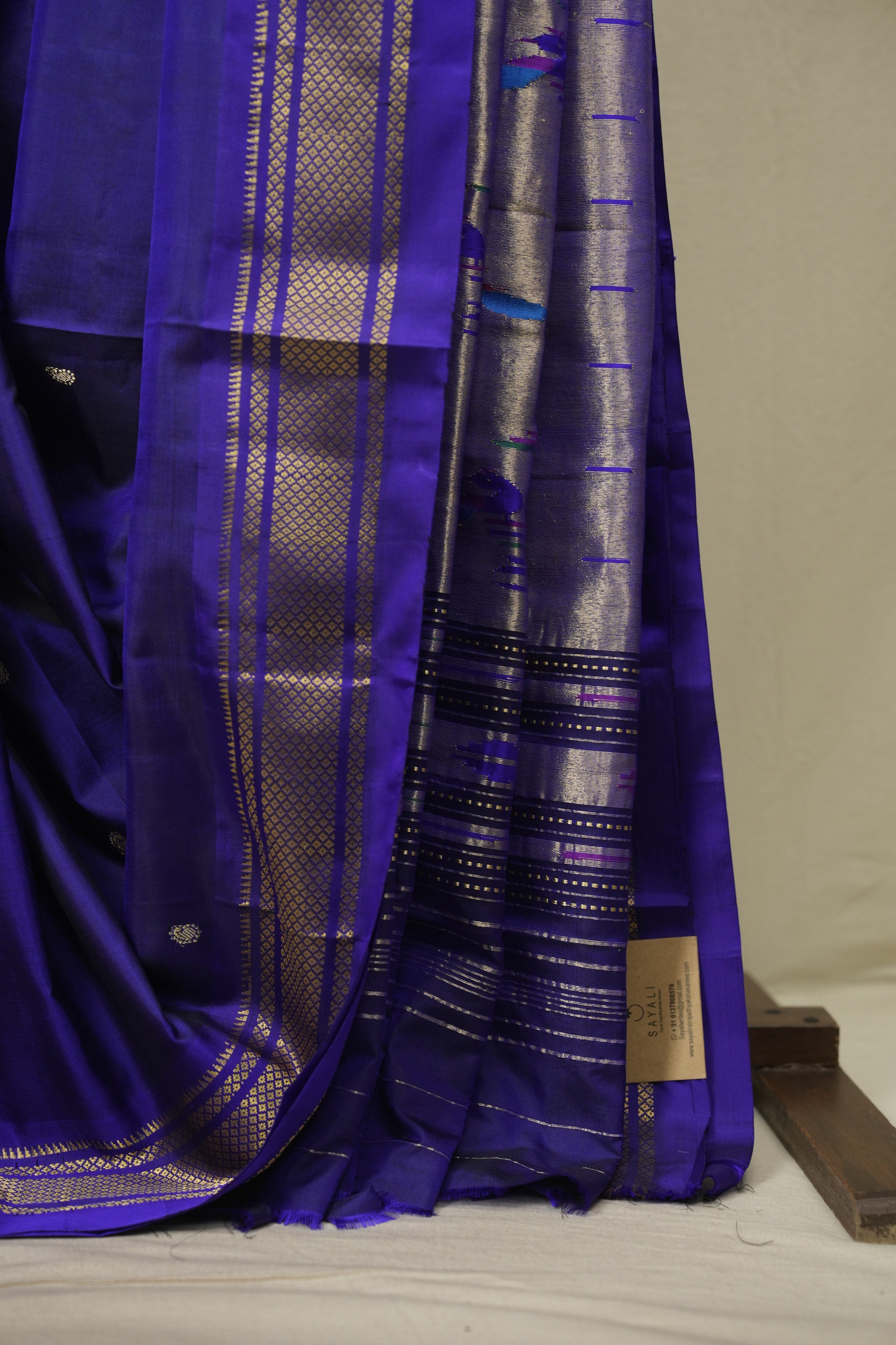 Navy Blue Silk Paithani Saree - SRNBSPS826