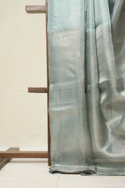 Aqua Silver Copper Tissue Tussar Silk Saree - SRASCTTSS577