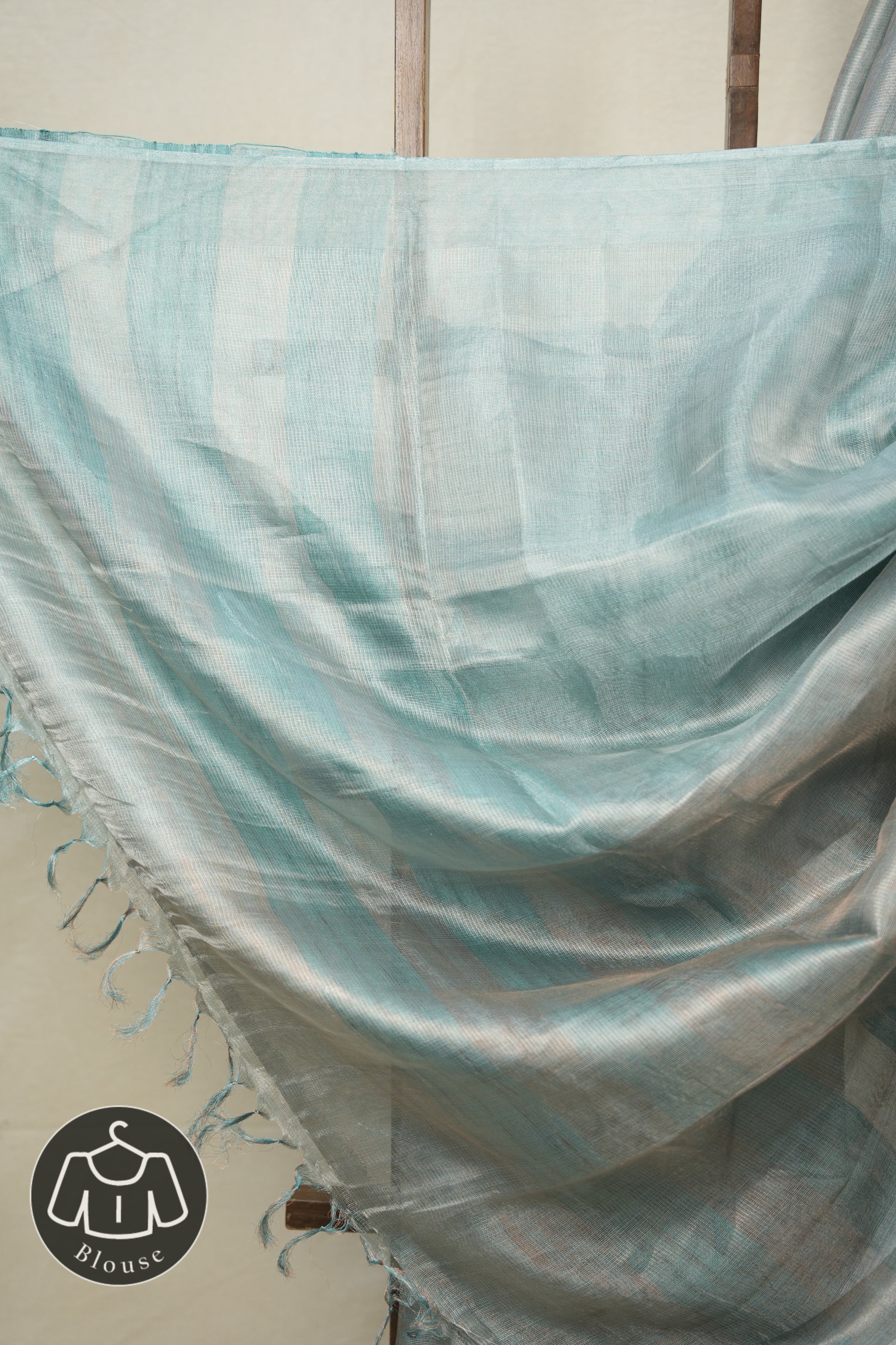 Aqua Silver Copper Tissue Tussar Silk Saree - SRASCTTSS577