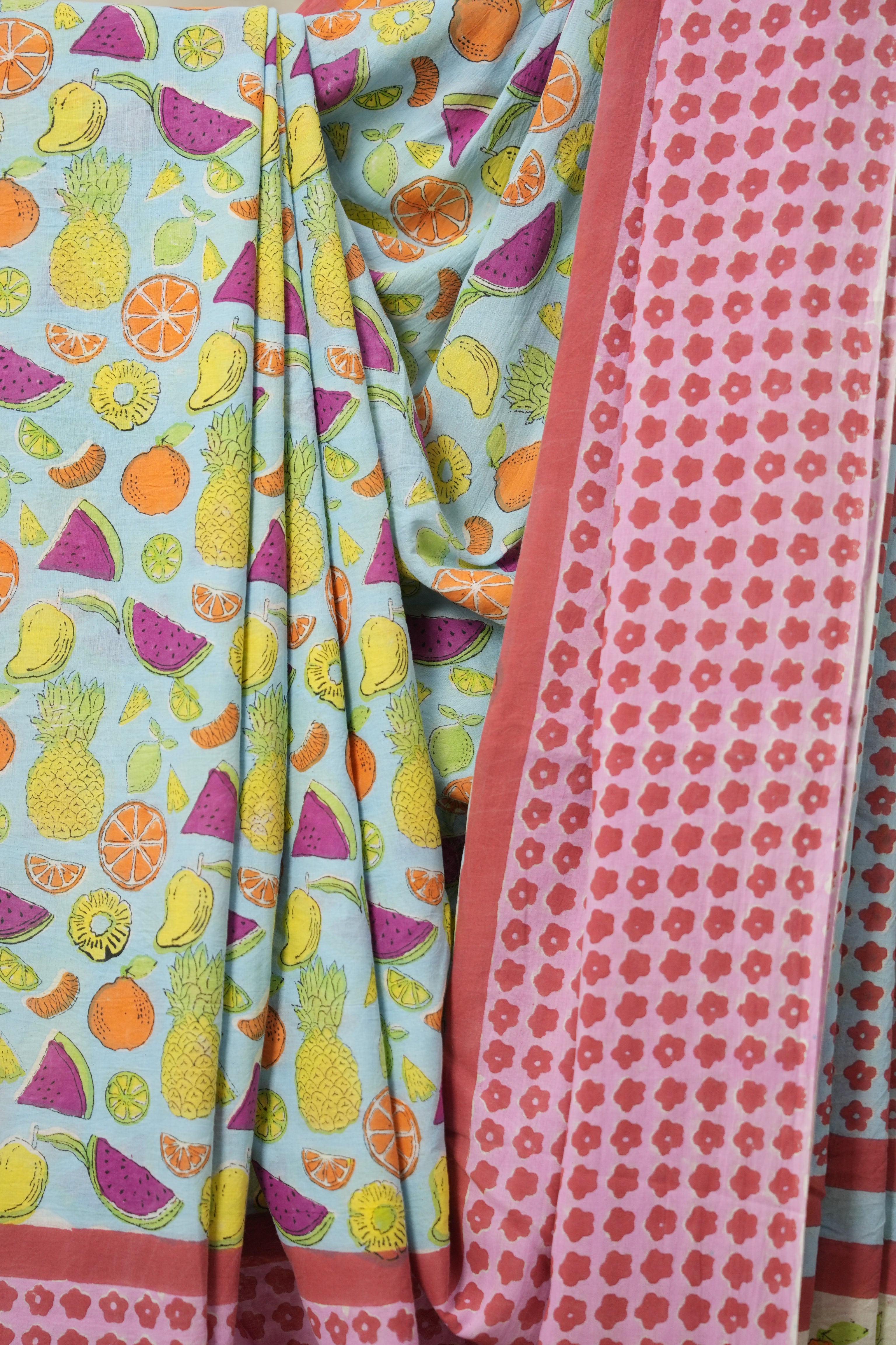 Powder Blue HBP Signature Cotton Saree - SRPBSCS005
