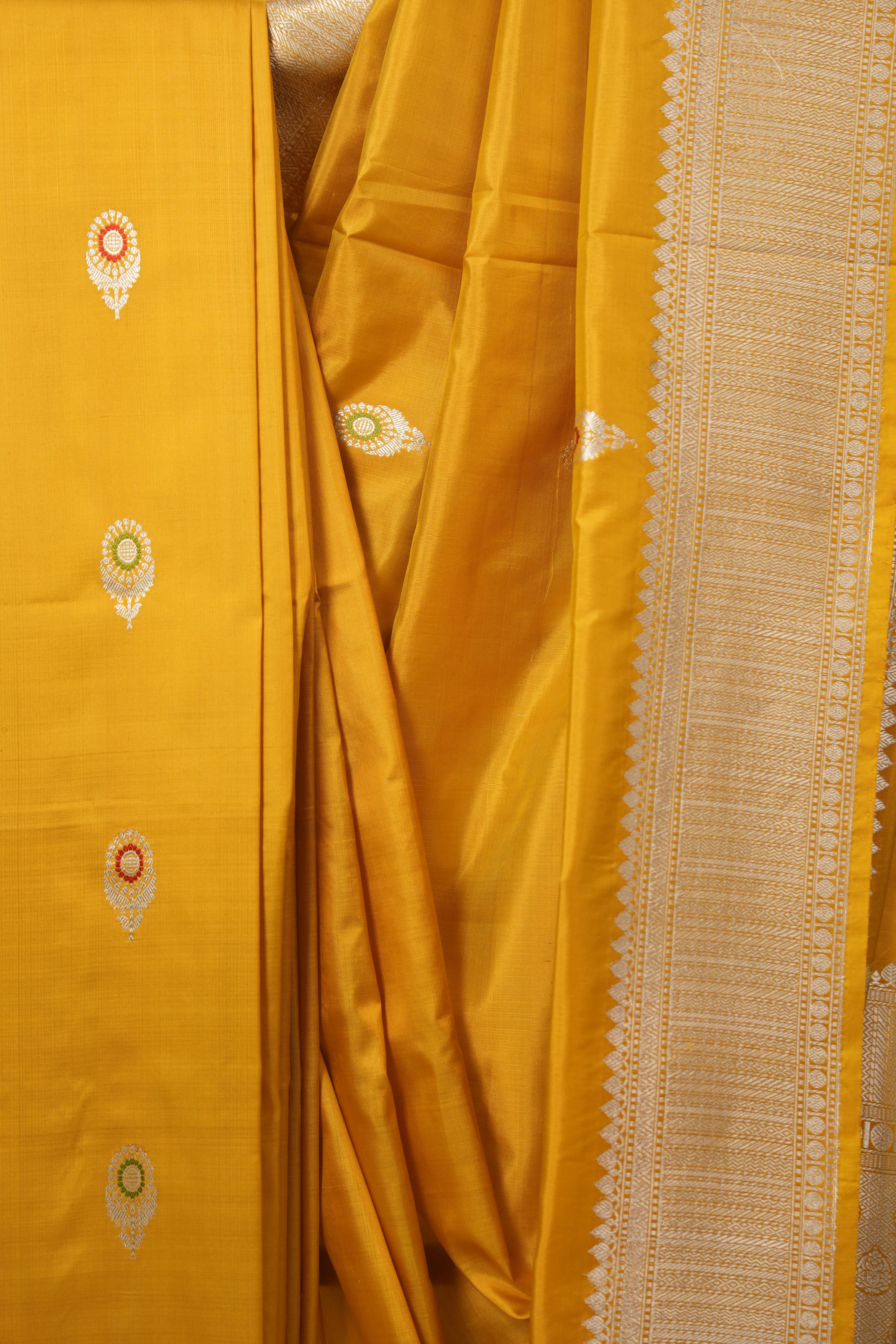 Mustard Yellow Banarasi Silk Saree - SRMYBSS886