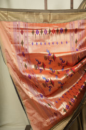 Slate Grey Silk Paithani Saree - SRSGSPS828