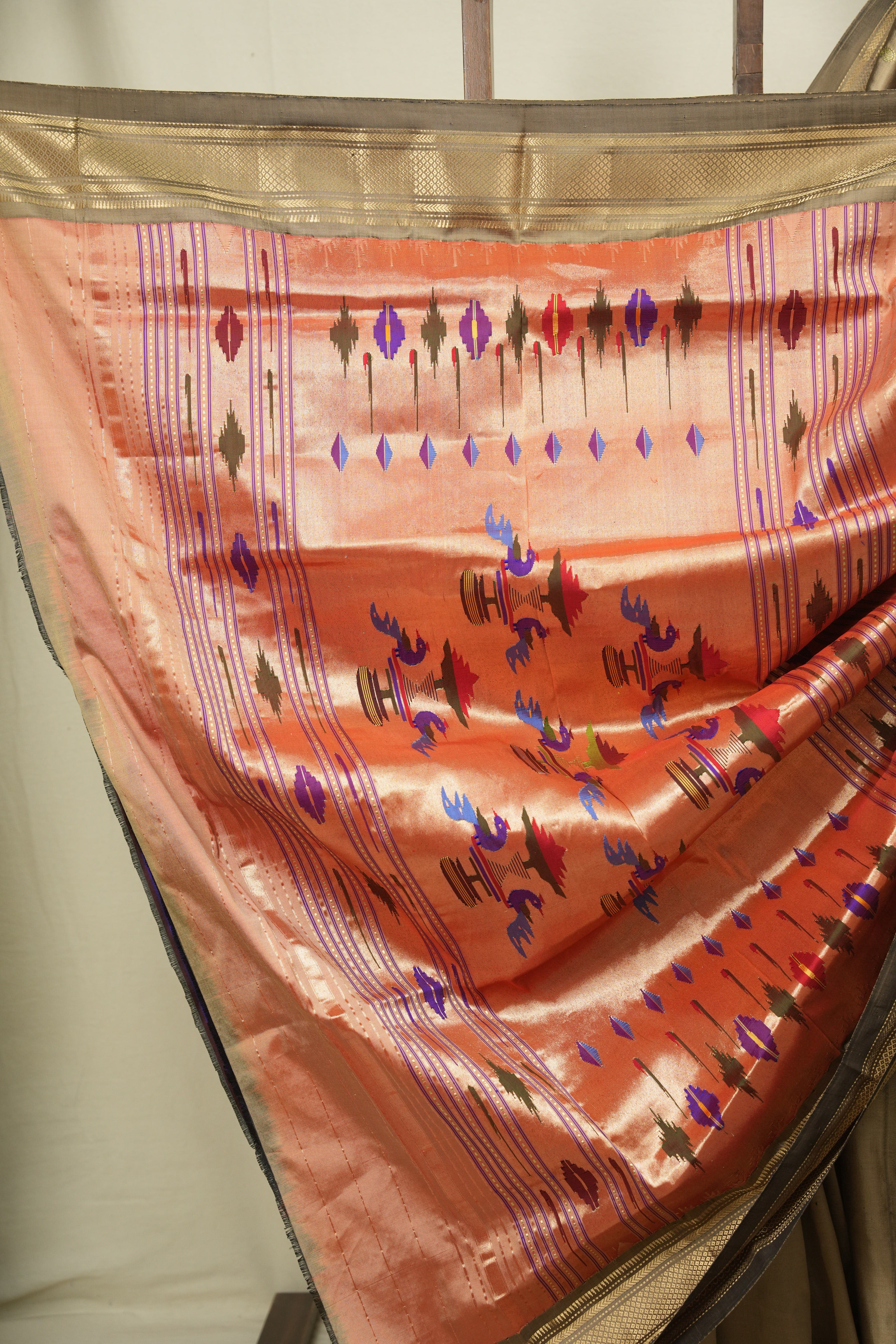 Slate Grey Silk Paithani Saree - SRSGSPS828