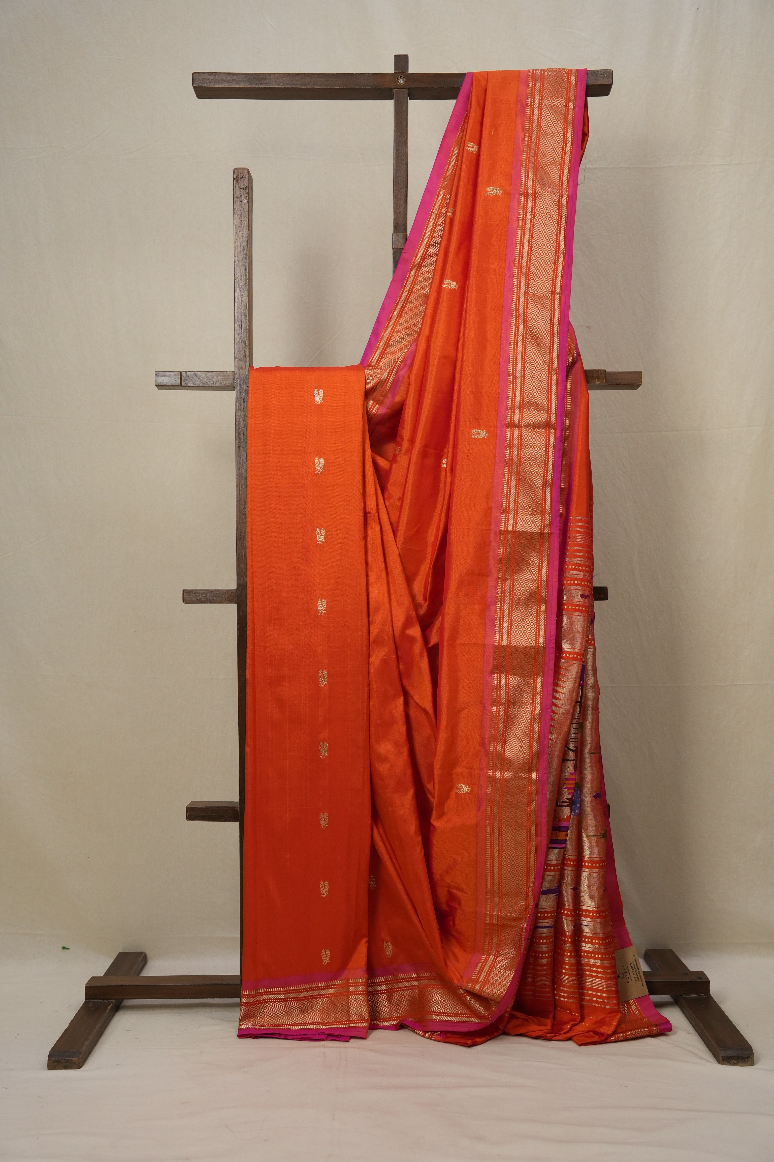Orange Silk Paithani Saree - SROSPS694