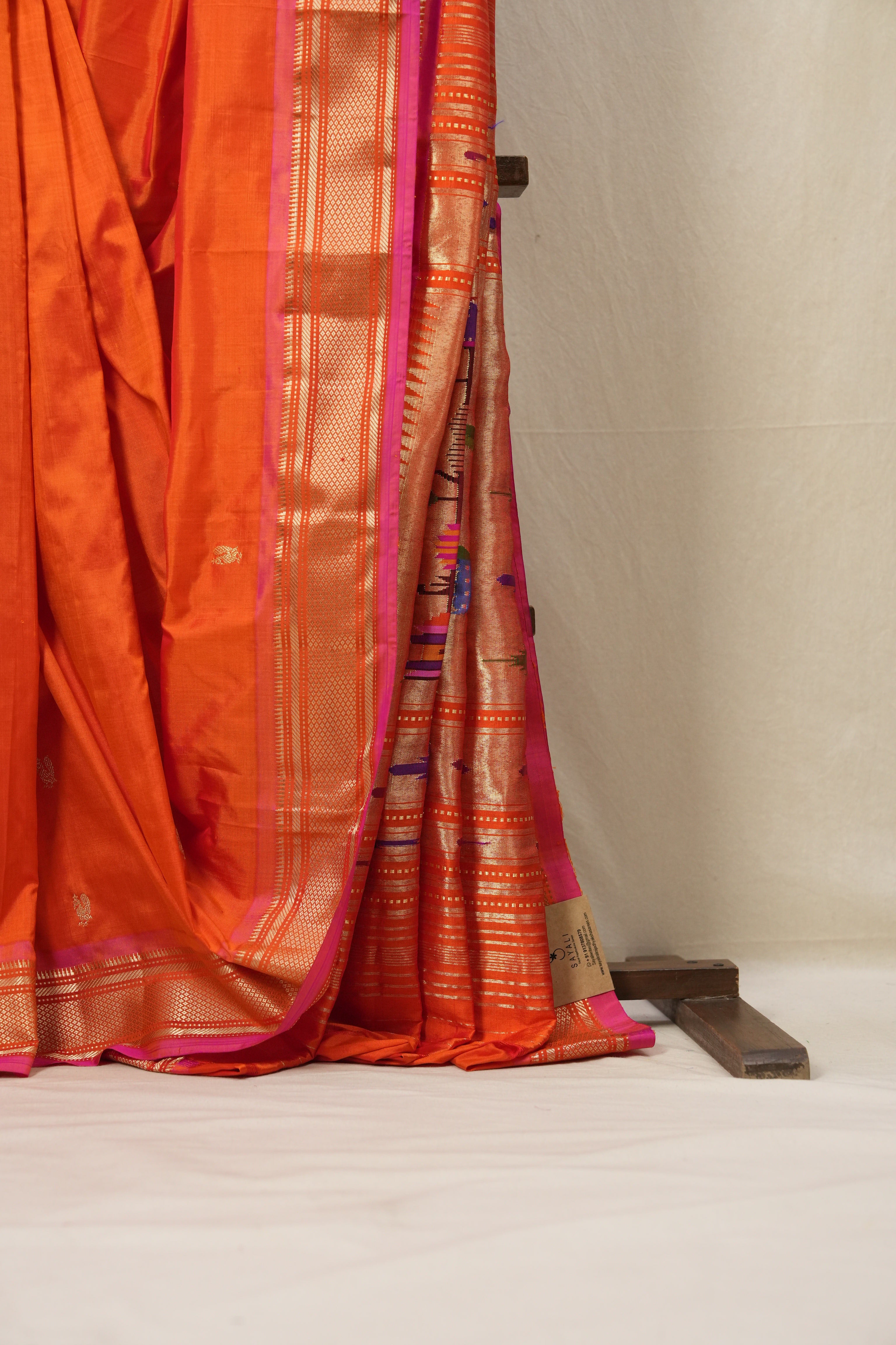 Orange Silk Paithani Saree - SROSPS694