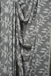 Dark Grey Cotton Jamdani Saree - SRDGCJS146