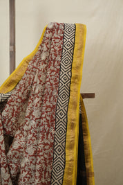 Maroon HBP Cotton Silk Saree With Maheshwari Border - SRMCSS1571