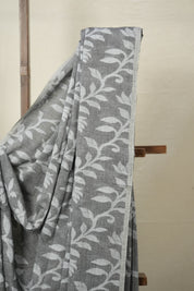 Dark Grey Cotton Jamdani Saree - SRDGCJS146