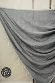 Dark Grey Cotton Jamdani Saree - SRDGCJS146