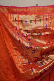 Orange Silk Paithani Saree - SROSPS694