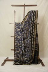 Blue HBP Cotton Silk Saree With Maheshwari Border - SRBCSS1570
