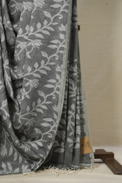Grey Cotton Jamdani Saree - SRGCJS141