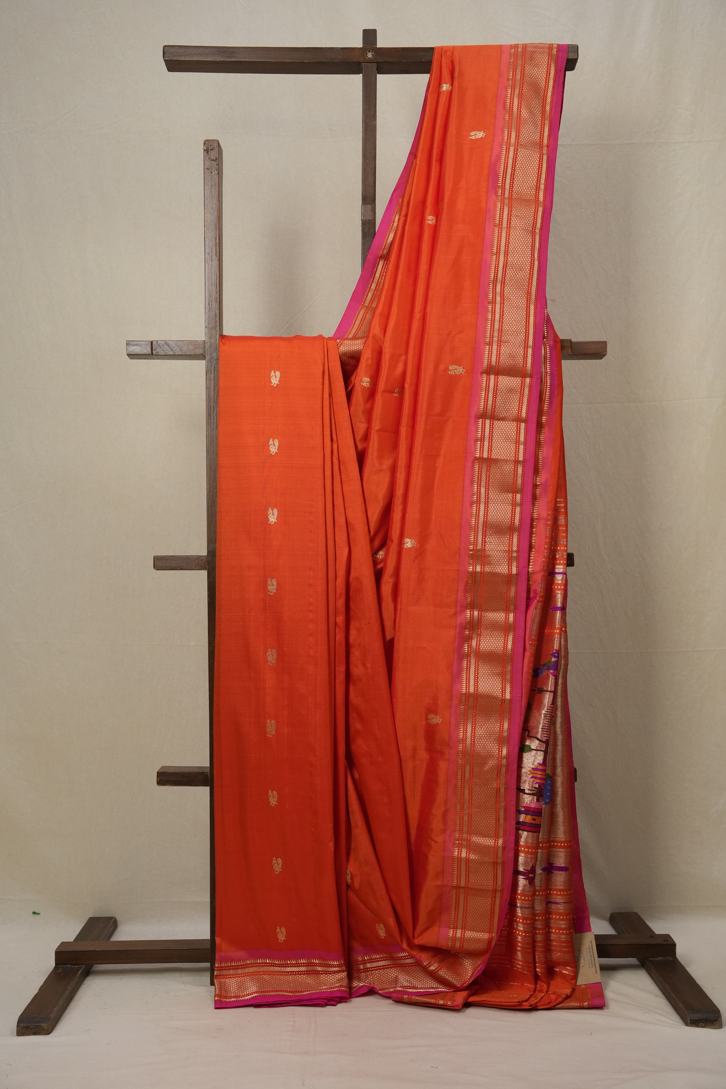 Orange Silk Paithani Saree - SROSPS698