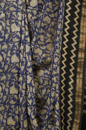 Blue HBP Cotton Silk Saree With Maheshwari Border - SRBCSS1570