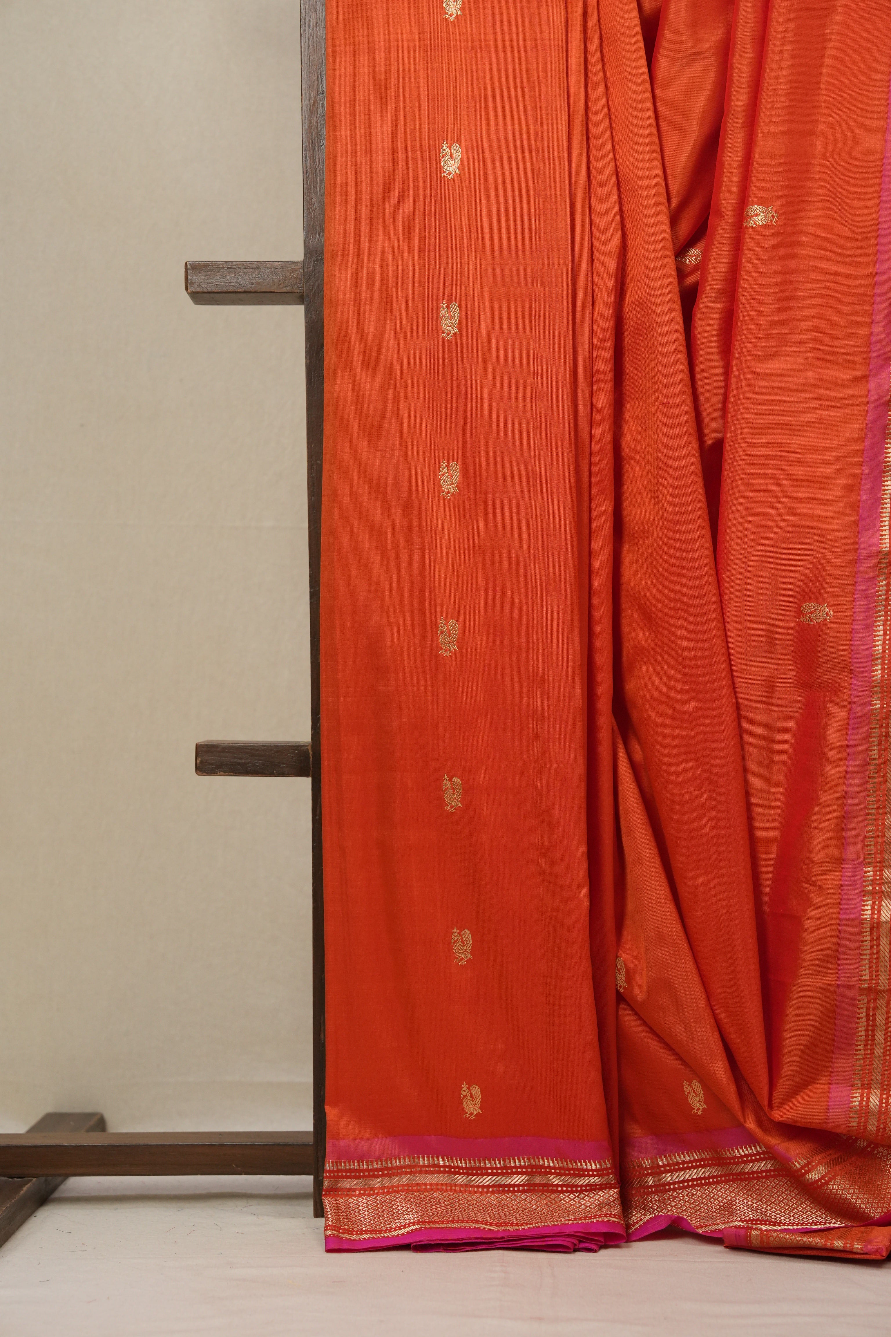 Orange Silk Paithani Saree - SROSPS698