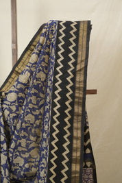 Blue HBP Cotton Silk Saree With Maheshwari Border - SRBCSS1570