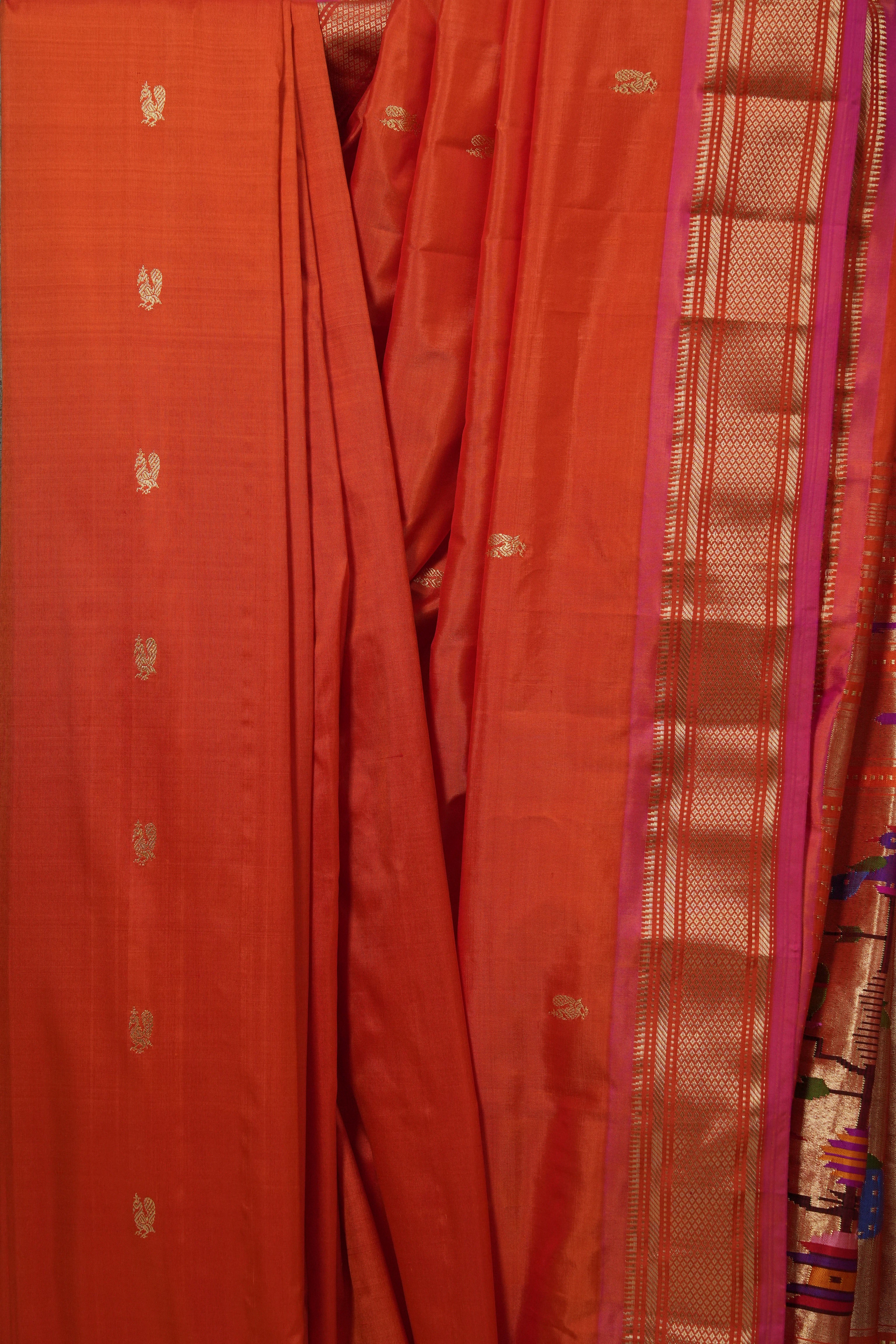 Orange Silk Paithani Saree - SROSPS698