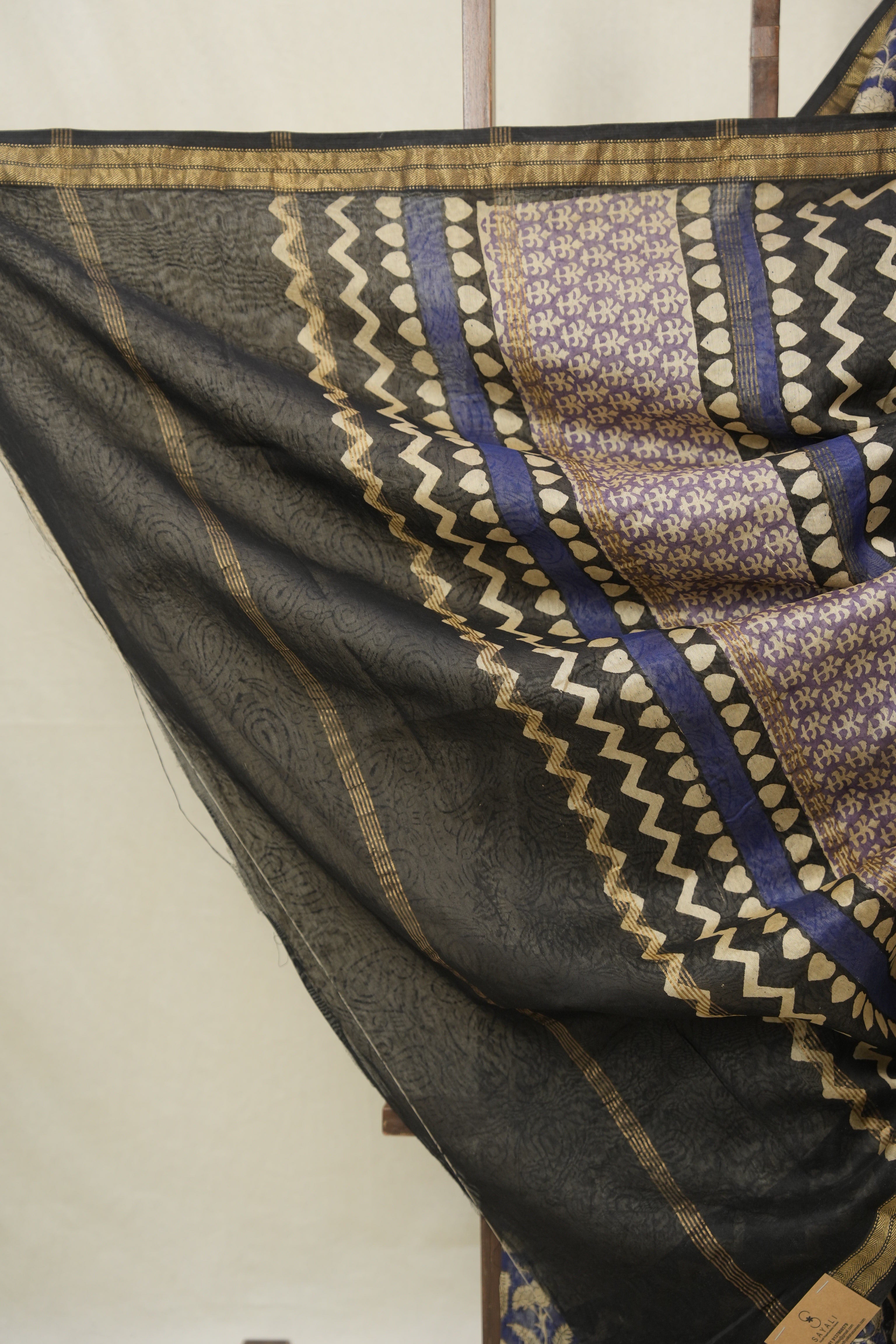 Blue HBP Cotton Silk Saree With Maheshwari Border - SRBCSS1570