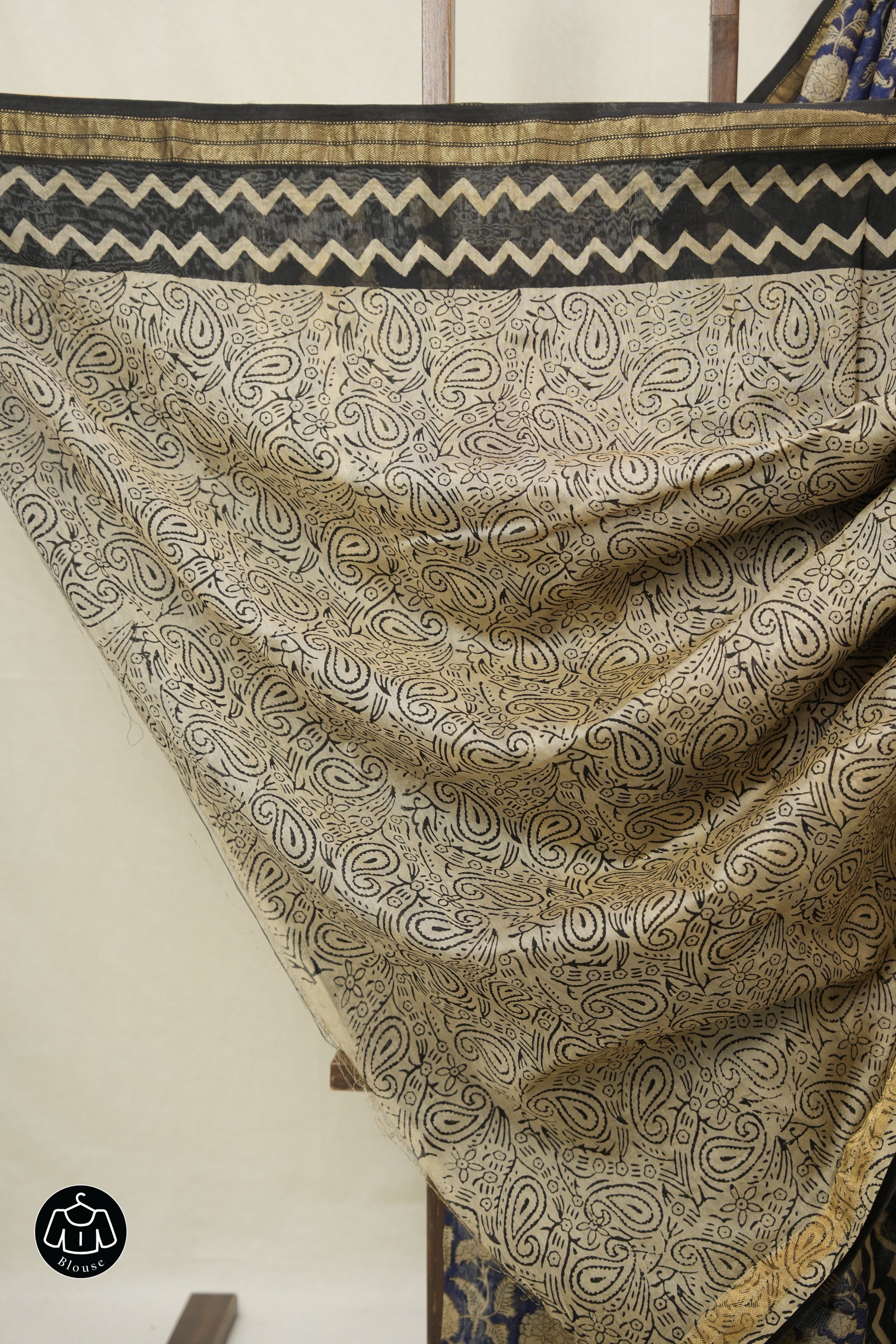 Blue HBP Cotton Silk Saree With Maheshwari Border - SRBCSS1570