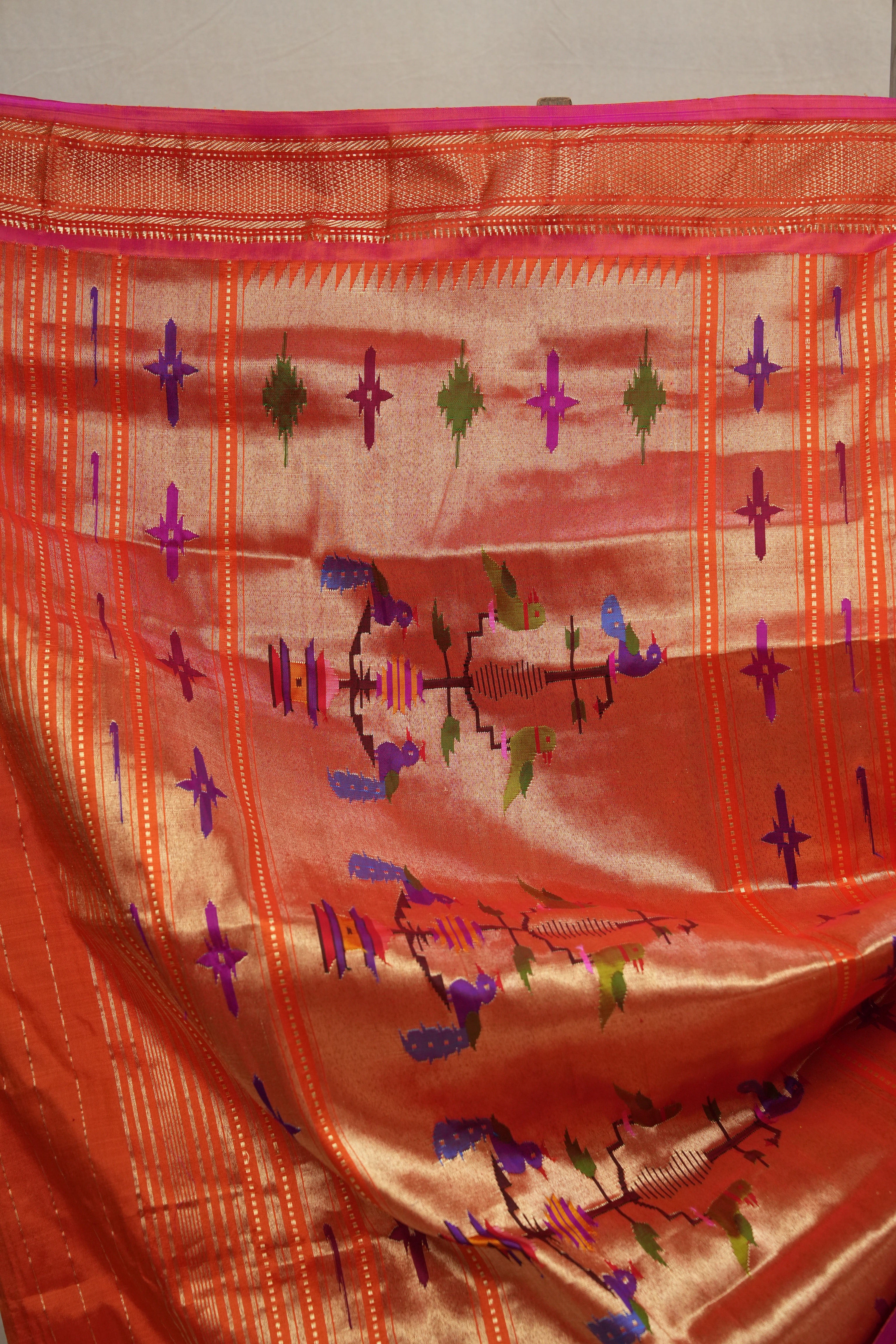 Orange Silk Paithani Saree - SROSPS698