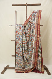 Cream Peach HBP Cotton Silk Saree With Maheshwari Border - SRCPCSS1569