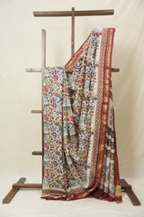 Cream Peach HBP Cotton Silk Saree With Maheshwari Border - SRCPCSS1569