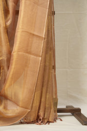 Golden Pink Tissue Tussar Silk Saree - SRGPTTSS586