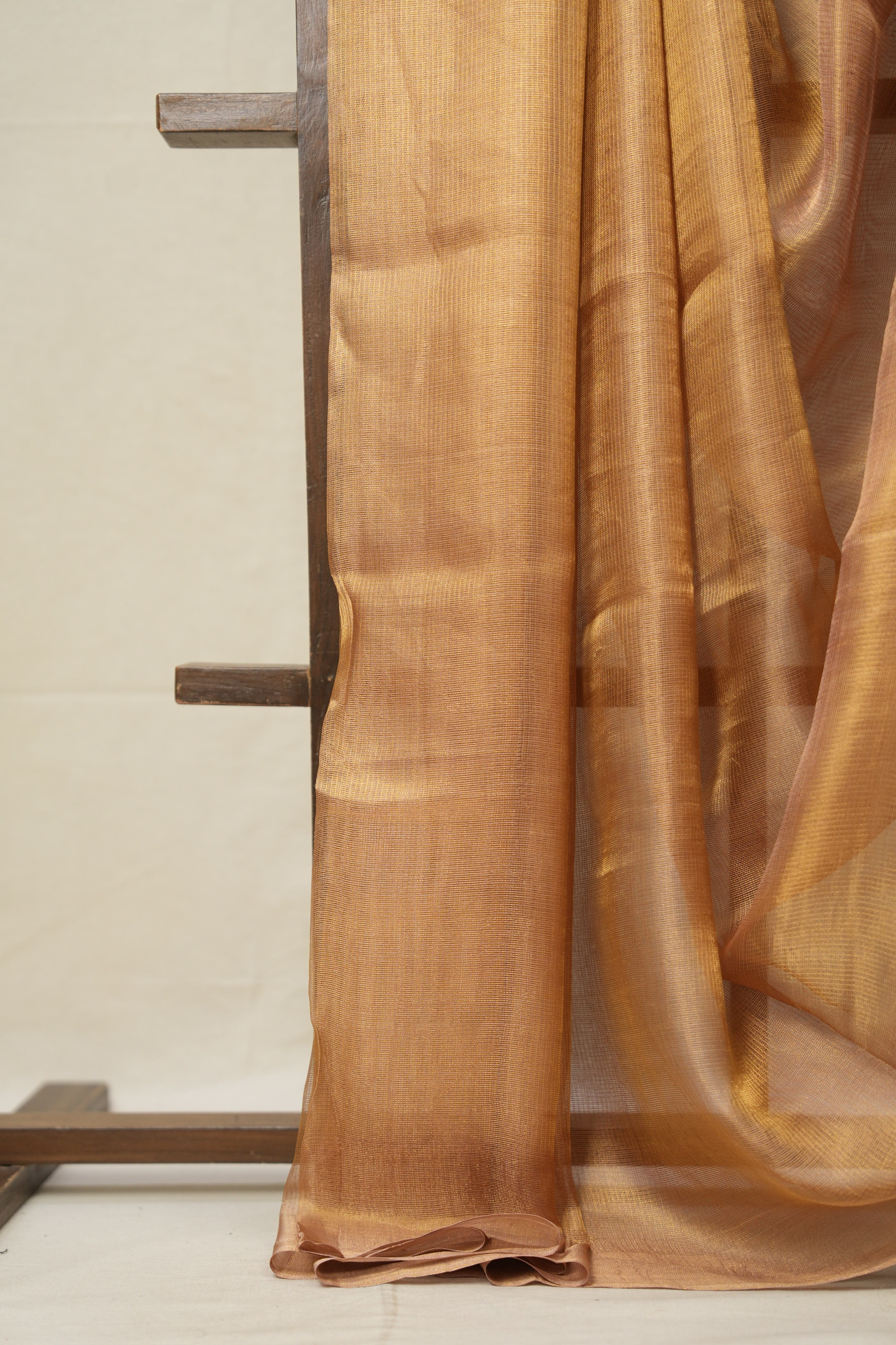 Golden Pink Tissue Tussar Silk Saree - SRGPTTSS586