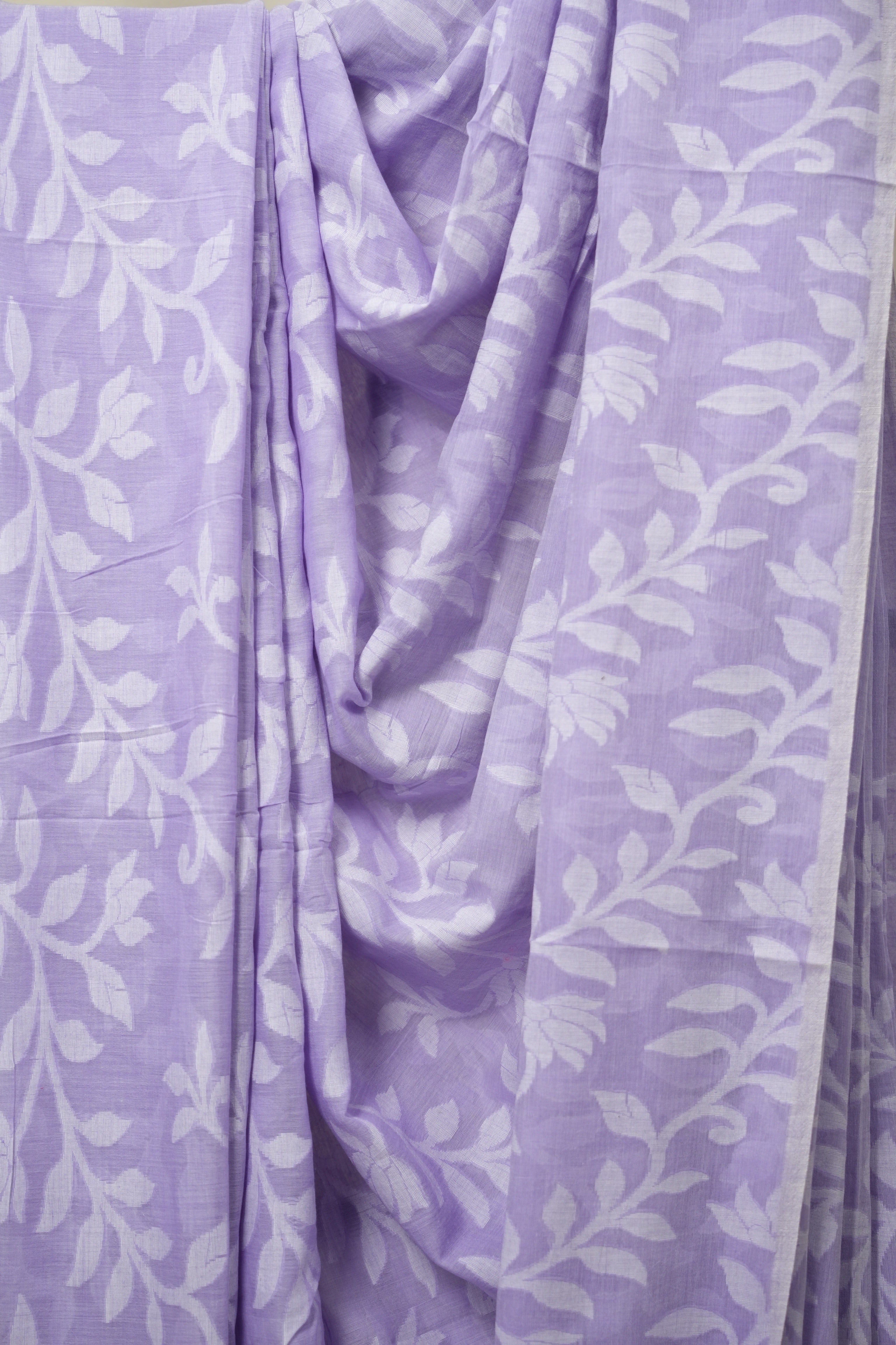 Lilac Cotton Jamdani Saree - SRLCJS156