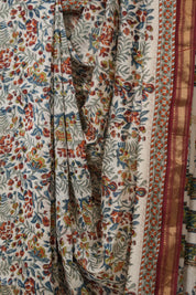Cream Peach HBP Cotton Silk Saree With Maheshwari Border - SRCPCSS1569