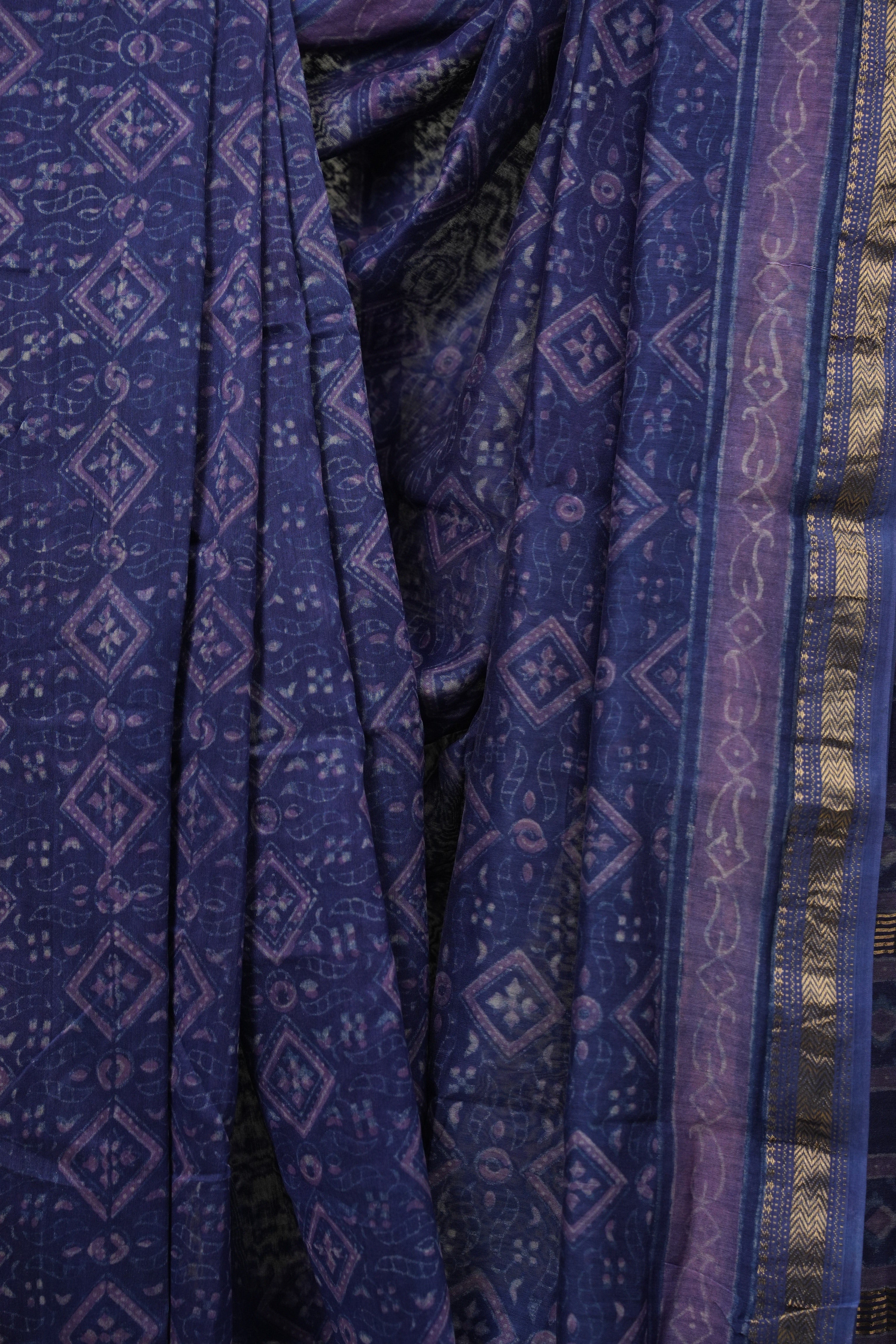 Violet HBP Cotton Silk Saree With Maheshwari Border - SRVCSS1686