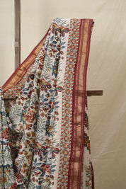Cream Peach HBP Cotton Silk Saree With Maheshwari Border - SRCPCSS1569