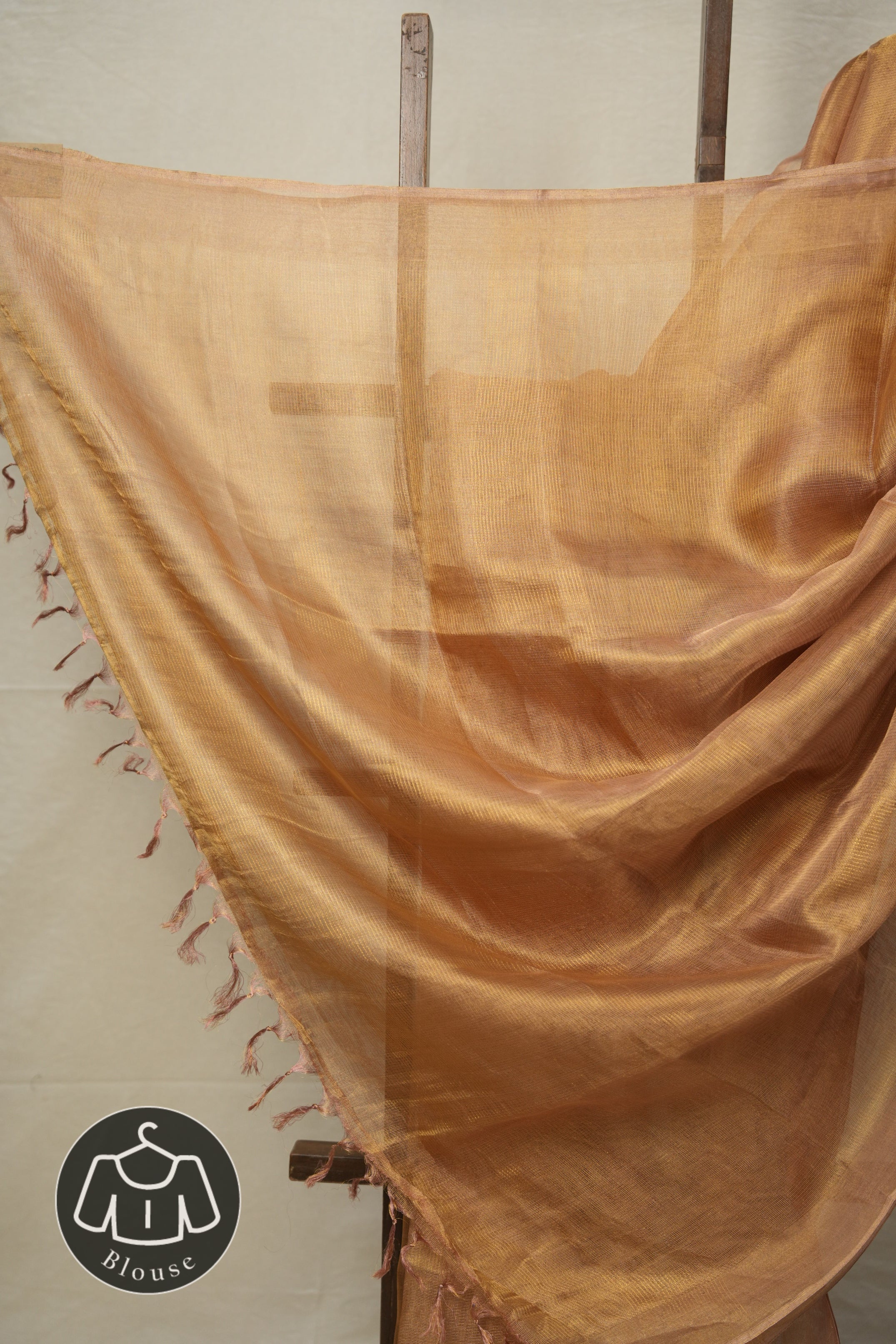 Golden Pink Tissue Tussar Silk Saree - SRGPTTSS586