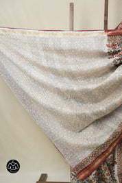 Cream Peach HBP Cotton Silk Saree With Maheshwari Border - SRCPCSS1569