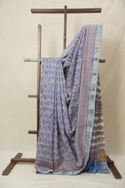 Sky Blue HBP Cotton Silk Saree With Maheshwari Border - SRSBCSS1568