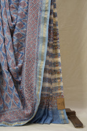 Sky Blue HBP Cotton Silk Saree With Maheshwari Border - SRSBCSS1568