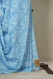 Sea Blue Cotton Jamdani Saree - SRSBCJS157