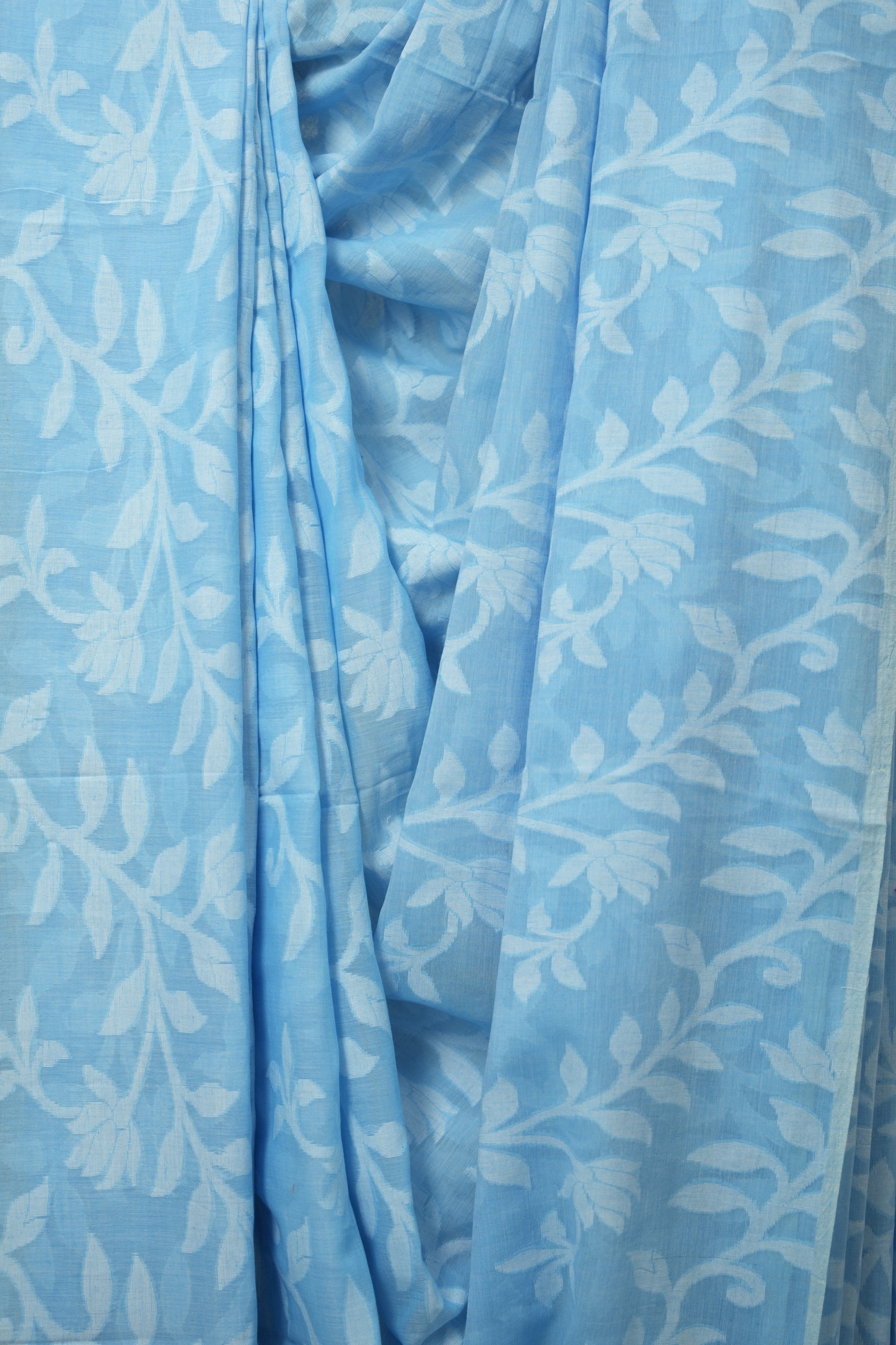 Sea Blue Cotton Jamdani Saree - SRSBCJS157