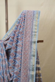 Sky Blue HBP Cotton Silk Saree With Maheshwari Border - SRSBCSS1568