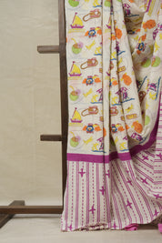 White HBP Signature Cotton Saree - SRWSCS002
