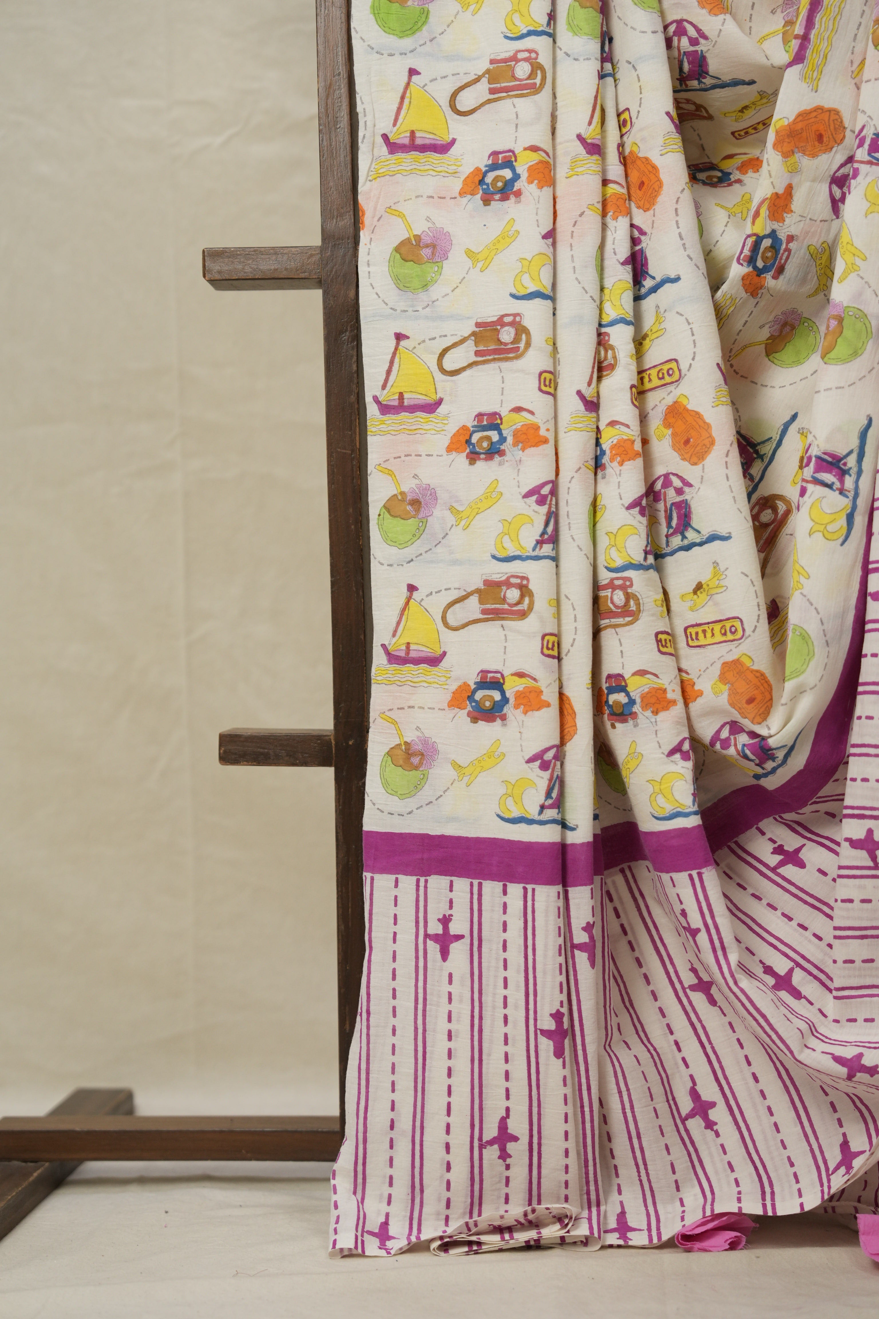 White HBP Signature Cotton Saree - SRWSCS002