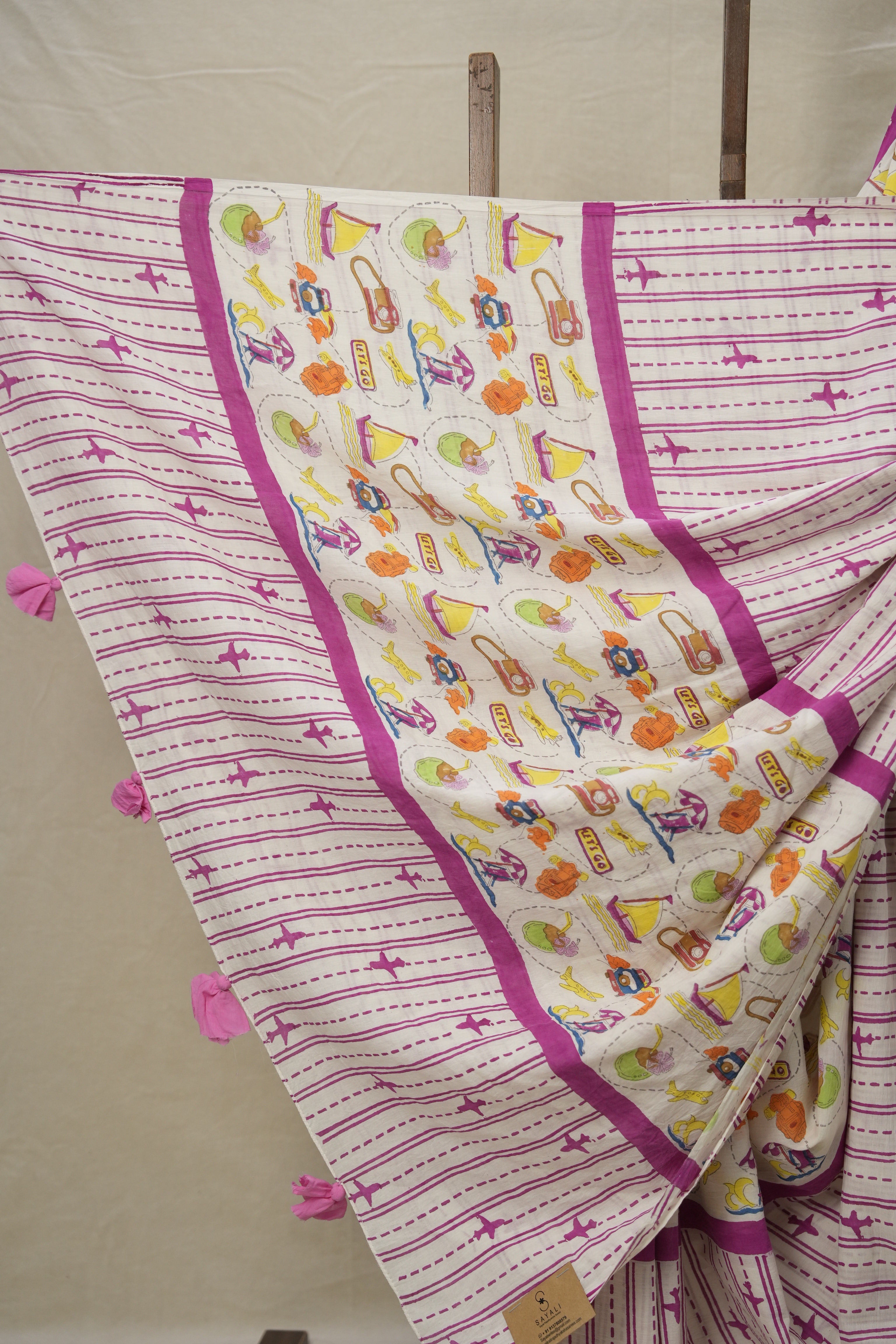 White HBP Signature Cotton Saree - SRWSCS002
