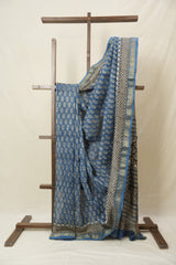 Blue HBP Cotton Silk Saree With Maheshwari Border - SRBCSS1565