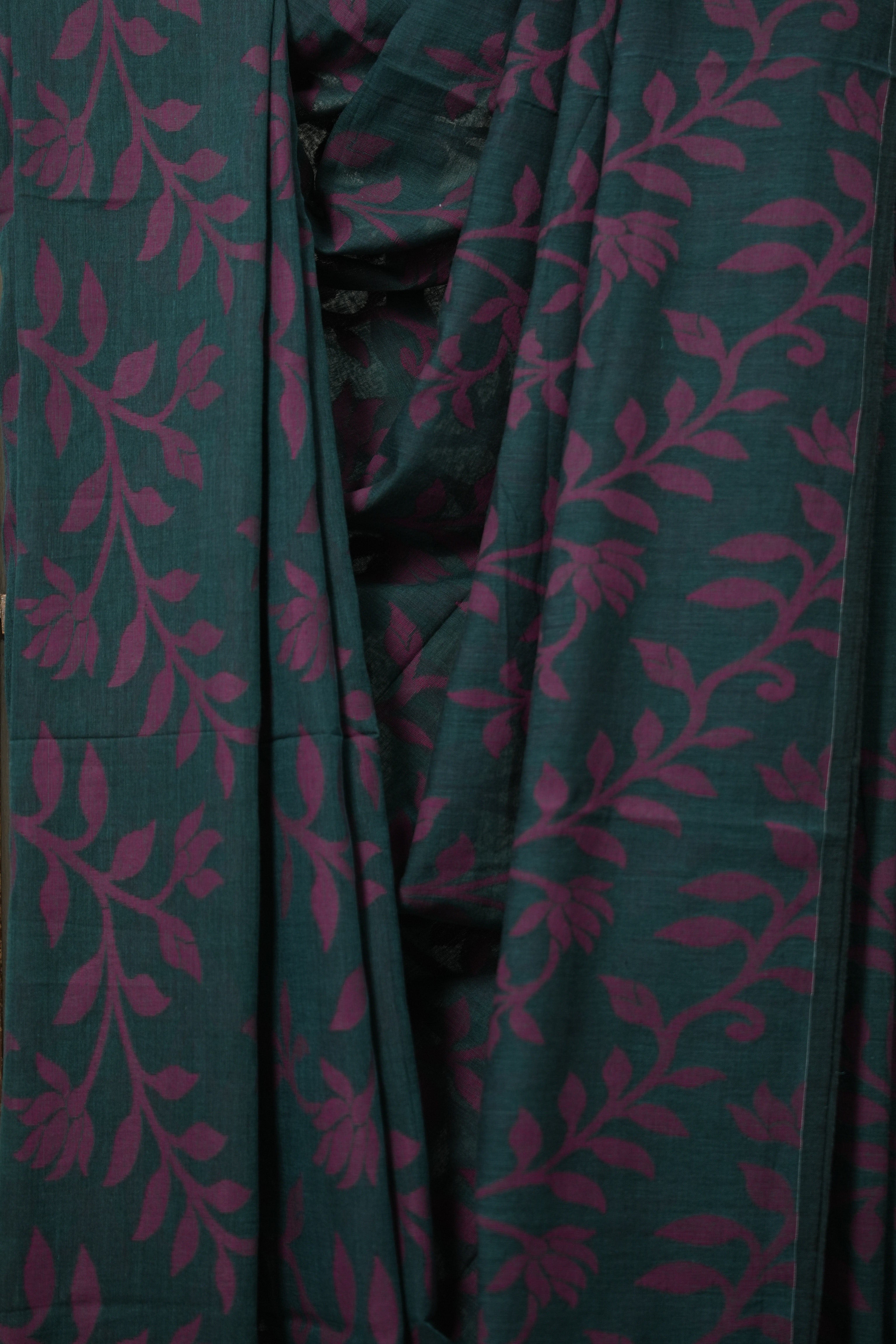 Green Cotton Jamdani Saree - SRGCJS158