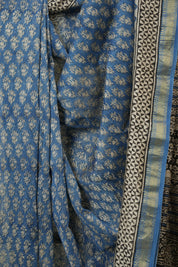 Blue HBP Cotton Silk Saree With Maheshwari Border - SRBCSS1565