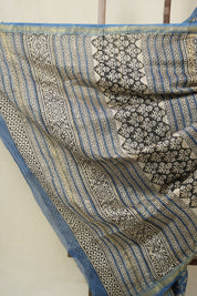 Blue HBP Cotton Silk Saree With Maheshwari Border - SRBCSS1565