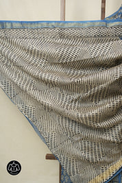 Blue HBP Cotton Silk Saree With Maheshwari Border - SRBCSS1565
